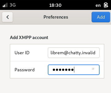 Adding an XMPP account