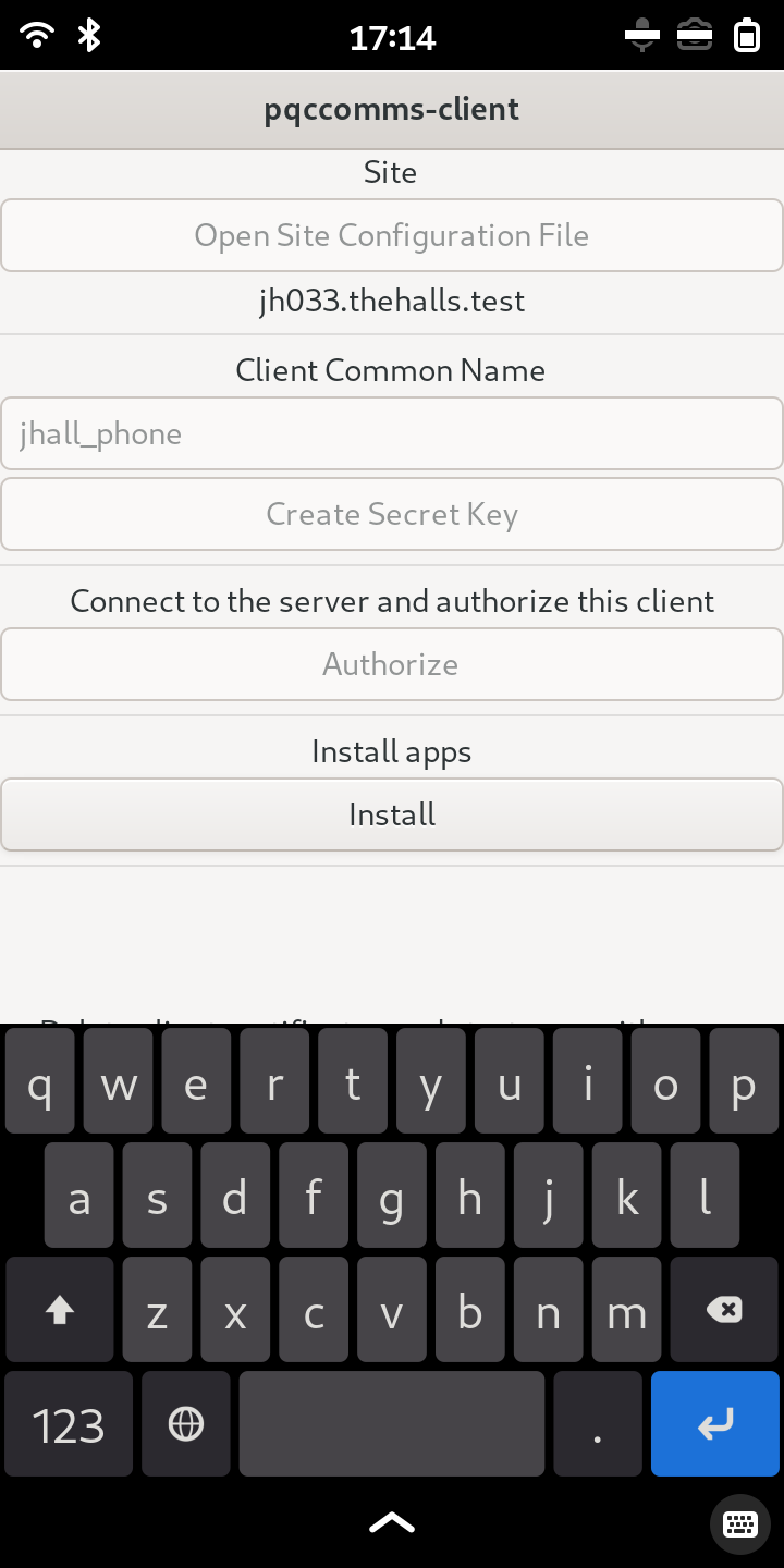 Open the client setup application on device