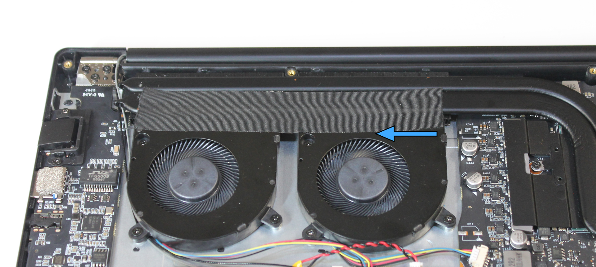 Heatsink tape, with direction to remove