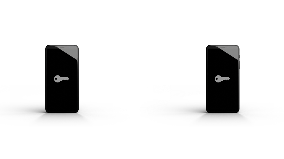 An image of two symbolically secured and connected smartphones