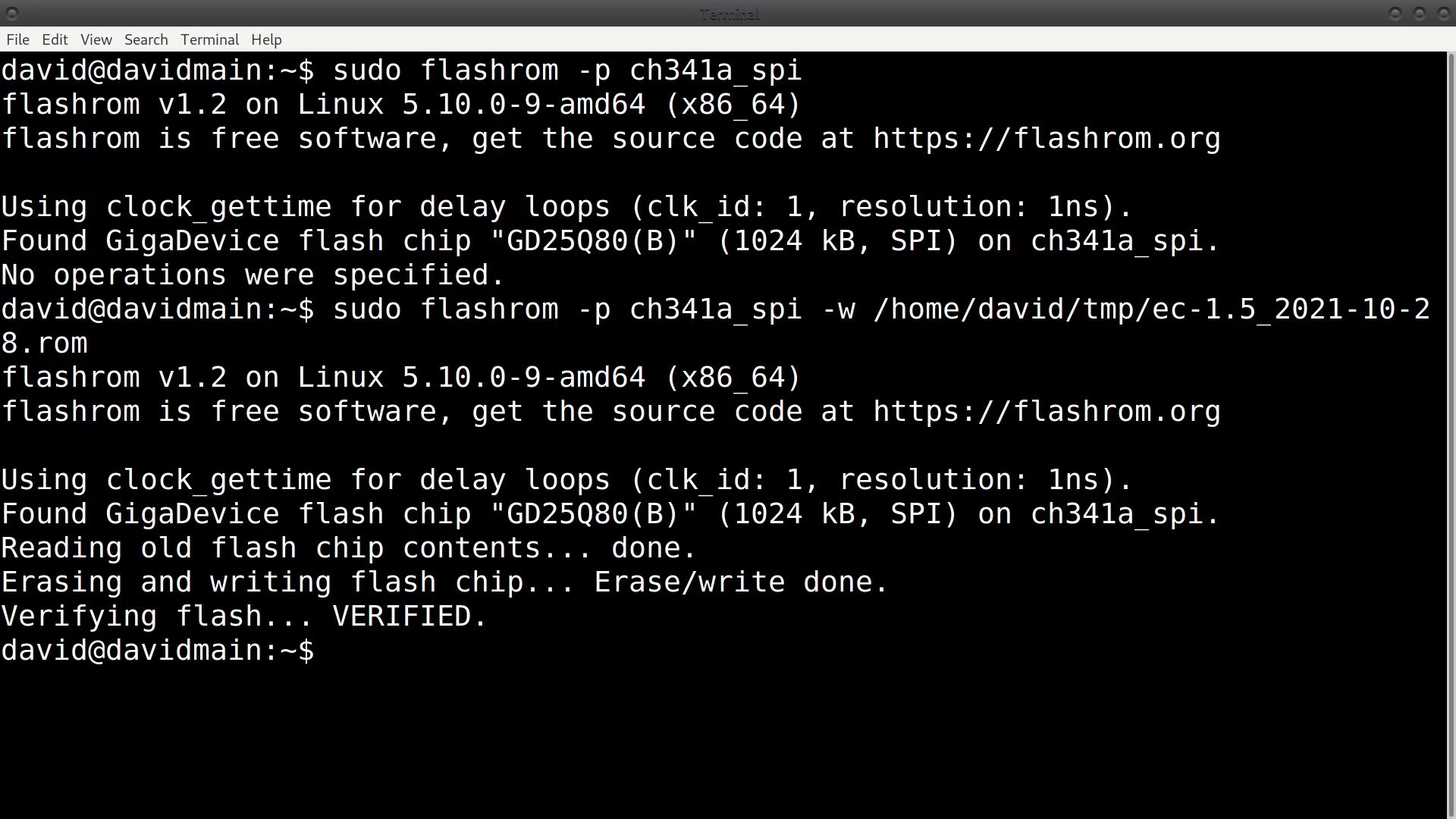Librem EC update successful terminal window
