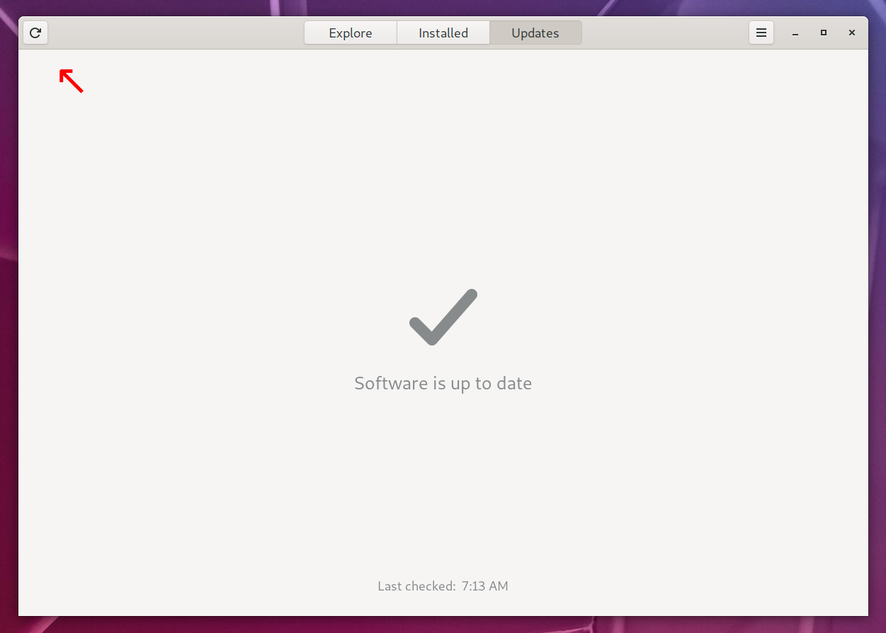 Refreshing the software updates page in Software