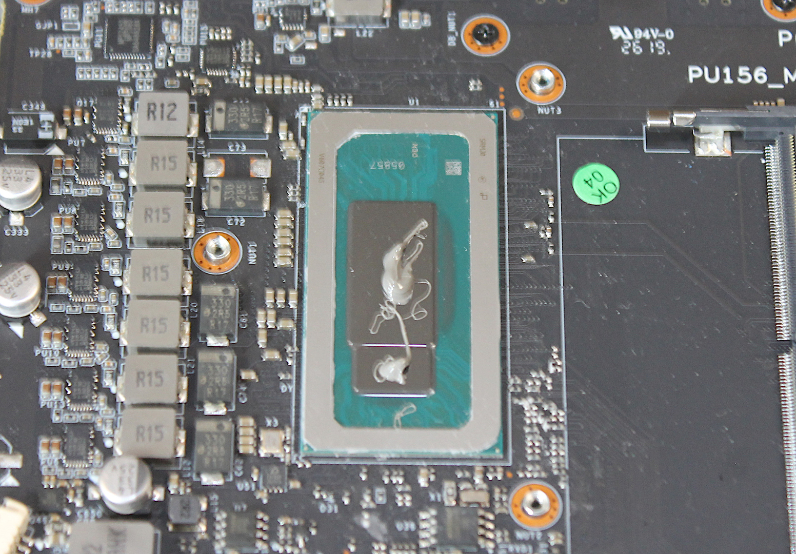 Thermal compound applied to CPU and PCH